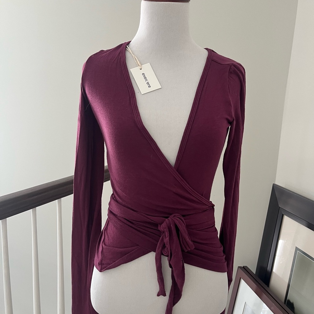 Exercere NEW Plum Ballet Wrap Top L - Picture 2 of 6